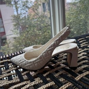 Vince Camuto Quilted Cream Slingback Heels